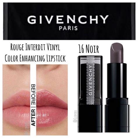 givenchy rouge interdit vinyl color enhancing lipstick swatches|Givenchy lipstick 16 noir revelateur.